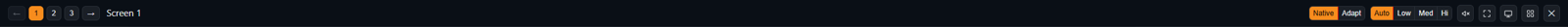 Viewer top bar with screen numbers, Native, Adapt, sound, hosts, and apps